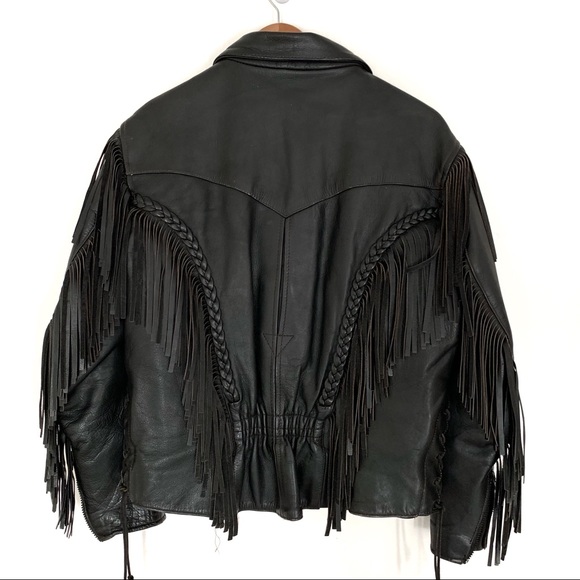 Vintage fringed leather motorcycle jacket - Picture 4 of 8